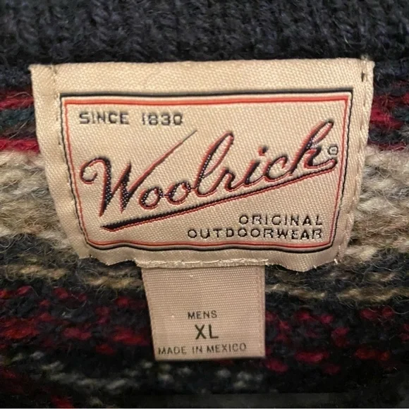 Vintage WOOLRICH Men Multicolor Wool Blend Grandpa Sweater Size XL